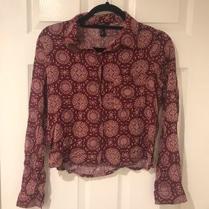 Long Sleeve Cropped Blouse